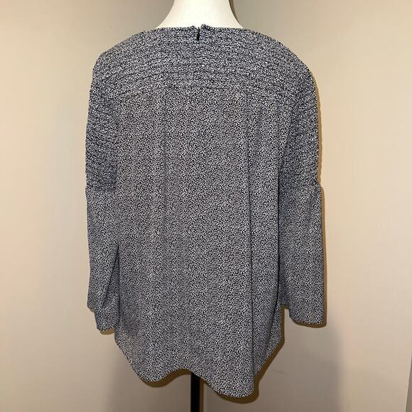 Michael Kors Georgette Smocked Bell Sleeve Floral Print Peasant Blouse Size M - Picture 6 of 14